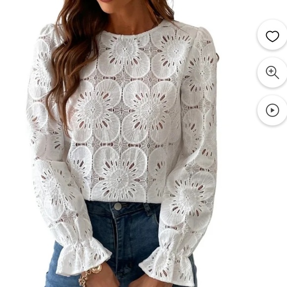 Cupshe White Crochet Lace Blouse - Picture 2 of 6